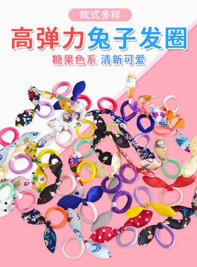 Cute children's rabbit ears bow hair bands for girls, colorf