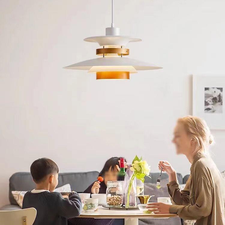 日式实木ph5餐厅吊灯复古丹麦民宿餐桌吧台咖啡店胡桃木飞碟吊灯