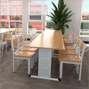 培训阅览阅览学校木阅览桌钢桌防火图书馆多人书店台面板学生桌椅