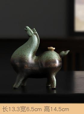 正品马上有钱创简约陶瓷办意公室装件饰摆客桌面小号动物厅生肖工