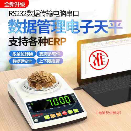 RS22电脑串口数据传输电子秤0.01g精准电子天平标签打印电子称