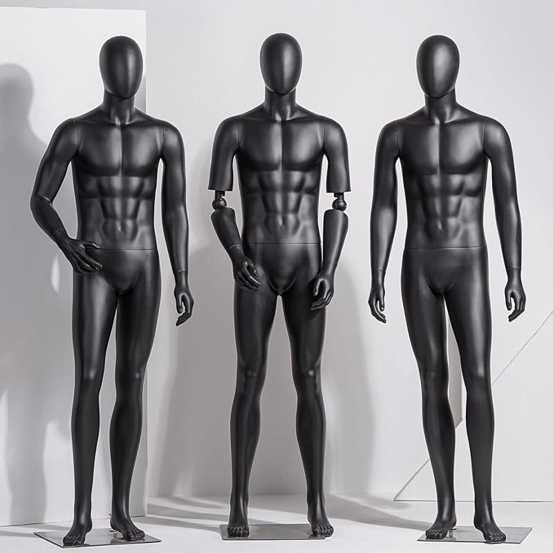 高档哑黑男模特道具全身展示架男装服装店橱窗假人彷真拍照模特架 - 实物图