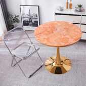 北欧轻奢岩板洽谈桌椅组合郁金香圆形现代简约咖啡奶茶店小圆桌子