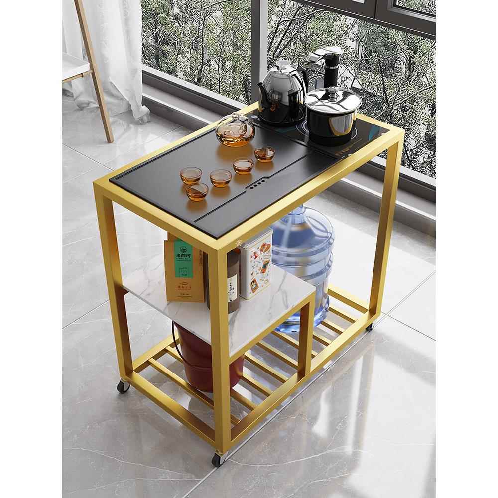 茶几不锈钢铁艺功夫茶桌移动茶台茶水柜一体小户型家用迷你小茶车