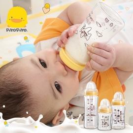黄色小鸭防摔速冲奶瓶新生婴儿专用防胀气仿母乳玻璃奶瓶330190