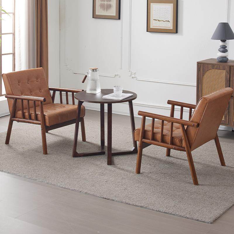 小型单人沙发椅小尺寸阳台休闲椅书房茶室桌椅沙发凳防水油蜡皮椅