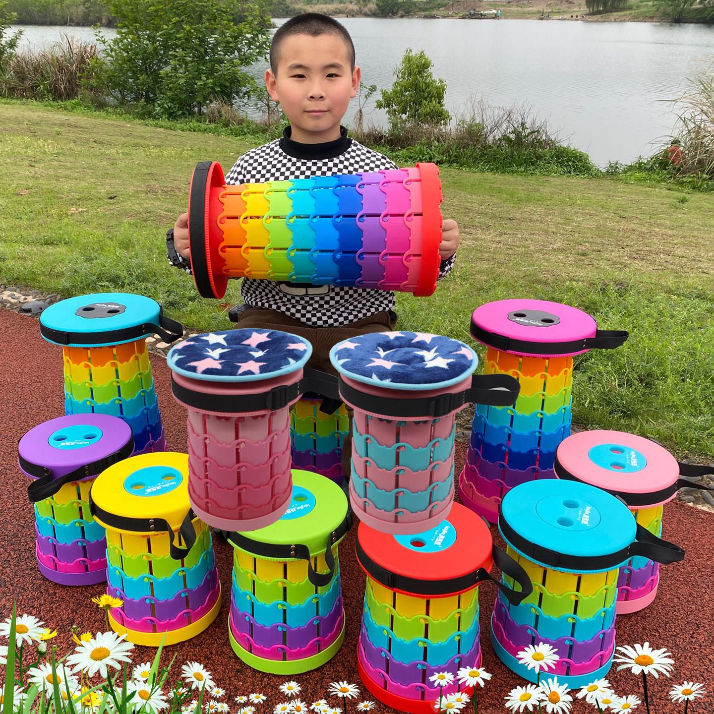 小凳子可携式伸缩凳电动车儿童坐椅排队矮凳户外写生马扎钓鱼折叠