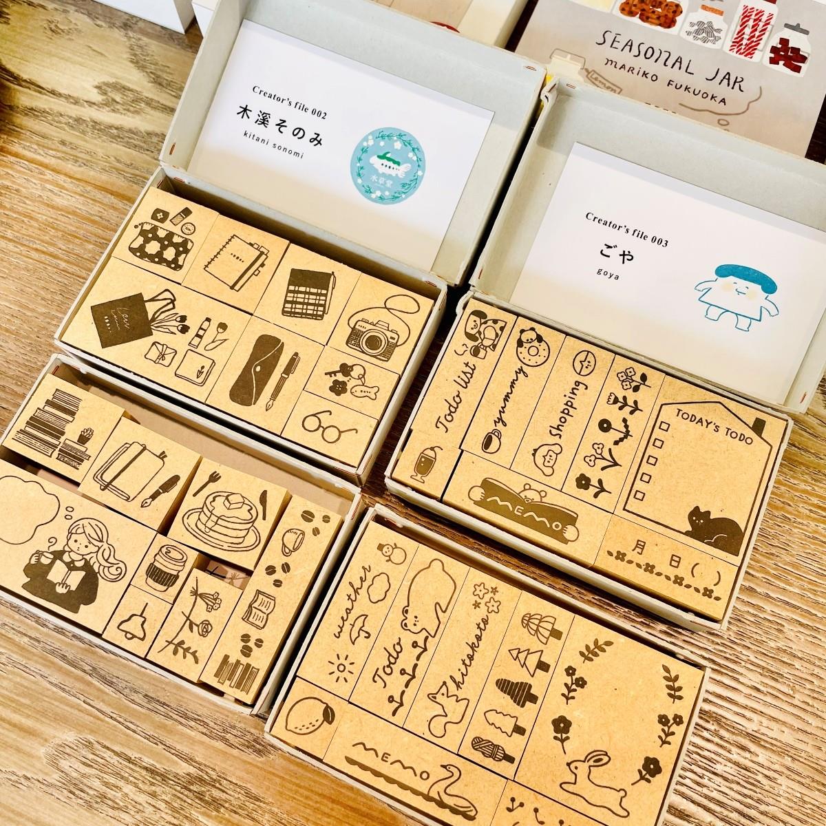 【现货】日本stamp marche插画家联名设计限定 木质印章套组