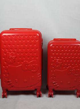 新款20寸4寸红P色婚庆行李箱结婚箱子女2陪箱皮箱嫁新娘拉杆箱旅