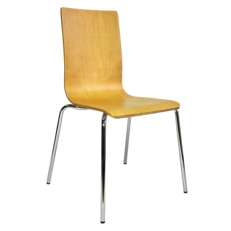 多层板曲木椅电镀架子快餐桌椅弯曲木靠背椅子油漆板曲木椅面