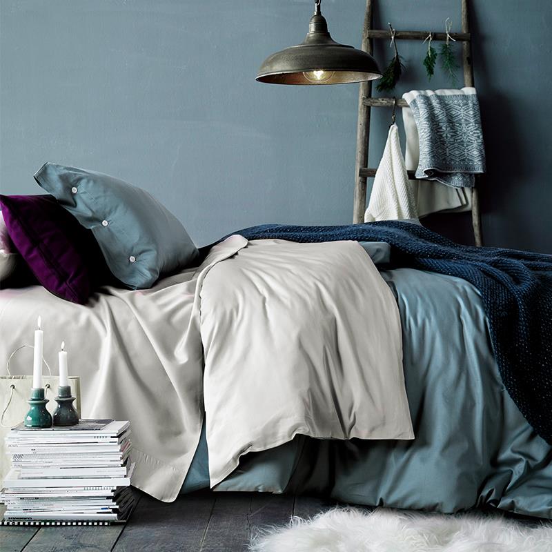 出口欧美式60支纯棉长绒棉贡缎四件套全棉纯色床单床笠床上用品