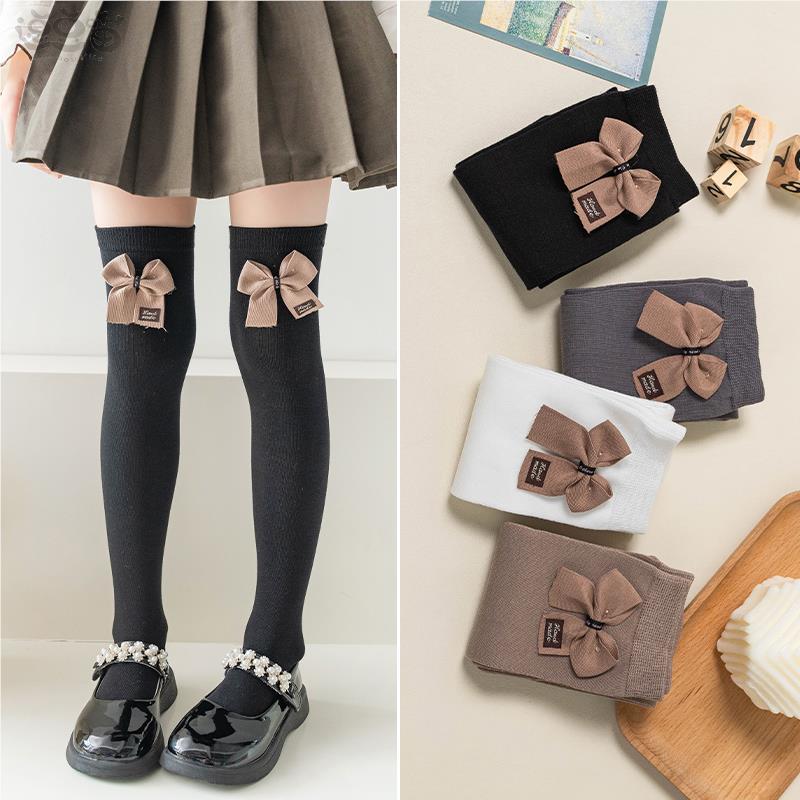 女童长筒袜过膝盖春秋纯棉薄款外穿公主袜潮ins宝宝儿童中筒袜子