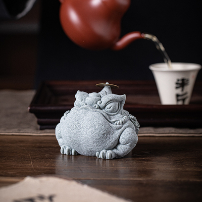 创意三足天机金蟾茶宠摆件新中式招财蟾蜍鱼缸造景微观桌面装饰品