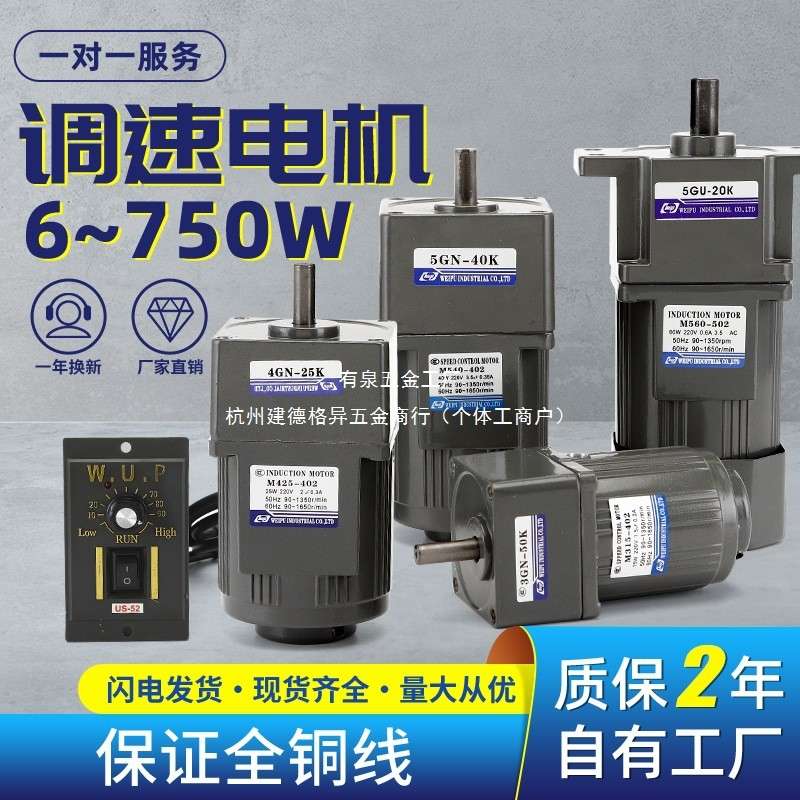 伟普调速电机6-400w可调无极变速 微型小型齿轮减速电机交流220v