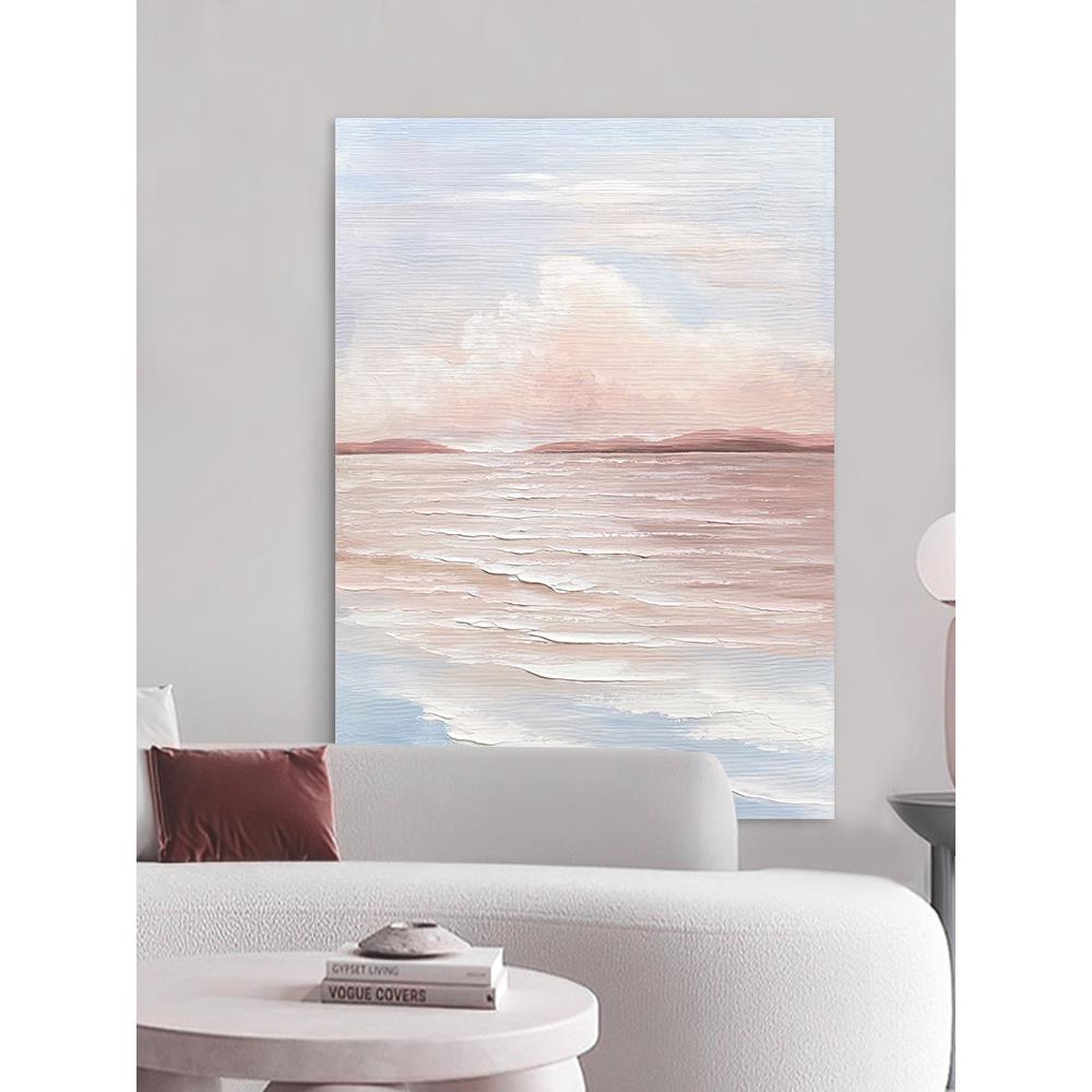 网红纯手绘光原岸创玄画关餐厅油画装饰《霞海》现代抽客厅象高级图片