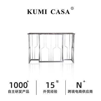 意式玄关台轻奢风现代玄关柜门厅入户不锈钢玄关桌设计师靠墙案几
