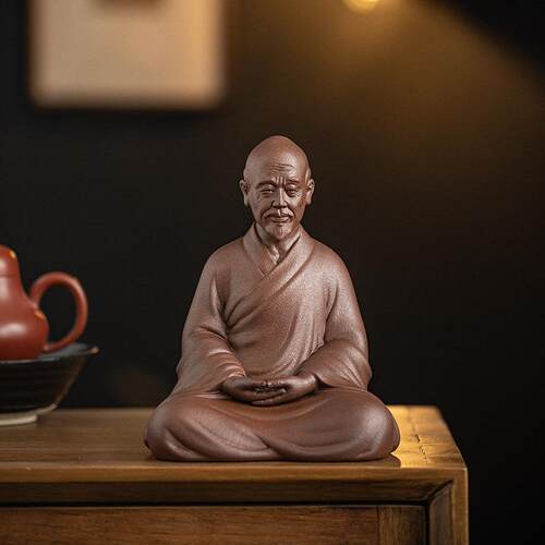 中式禅意家居陶瓷历史人物弘一法师人像手工摆件客厅博古架装饰品