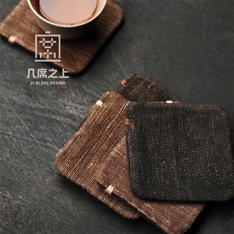 几席之上 单面双宫丝杯垫 茶席手工布艺茶垫覆古风杯托壶隔热垫