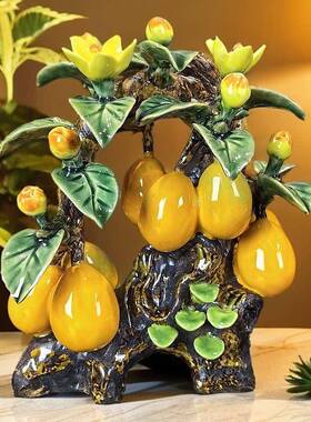 大吉大利家业兴旺金玉满堂金桔石湾公仔陶瓷摆件玄关开业乔迁送礼