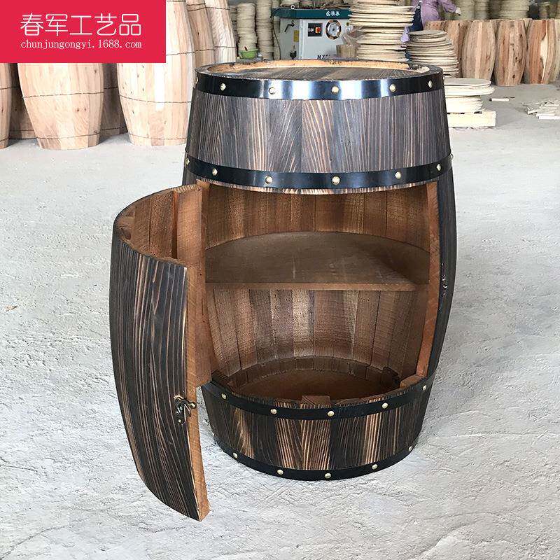 新款直销开门橡木桶酒柜红酒架田园木桶酒桶改装酒庄酒窖木桶红酒