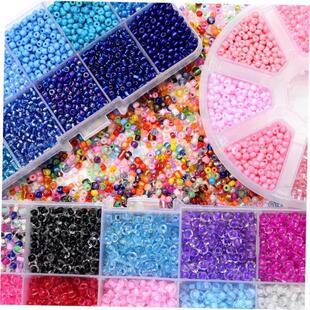 Glass 3mm Box Seed Set Beads Bracelet Rainbow Necklace DIY
