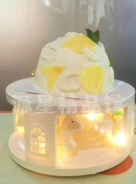 转转蛋糕机甜品台自动旋转木马带灯光蛋糕底座摆台节日氛围感生日