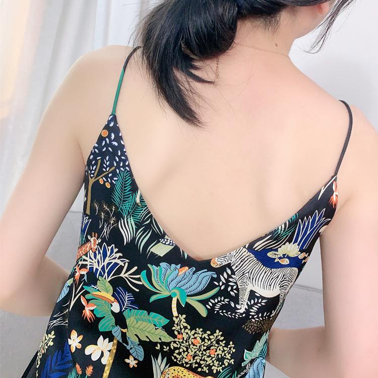 women for camisole strap spaghetti V-neck colorful pattern