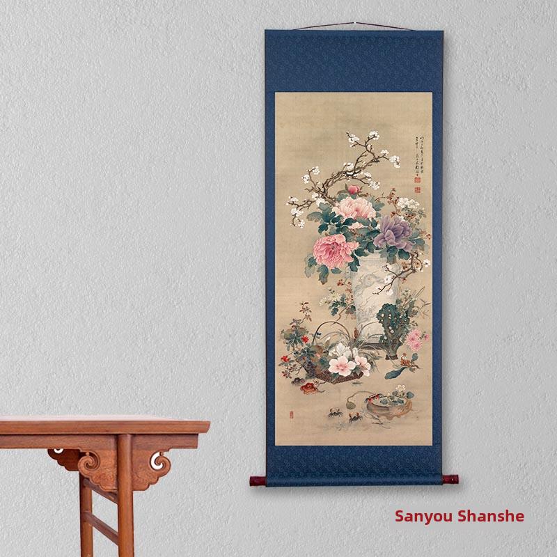 国画花鸟挂轴 平安富贵吉祥画装饰画 真迹微喷复制成品已装裱立轴