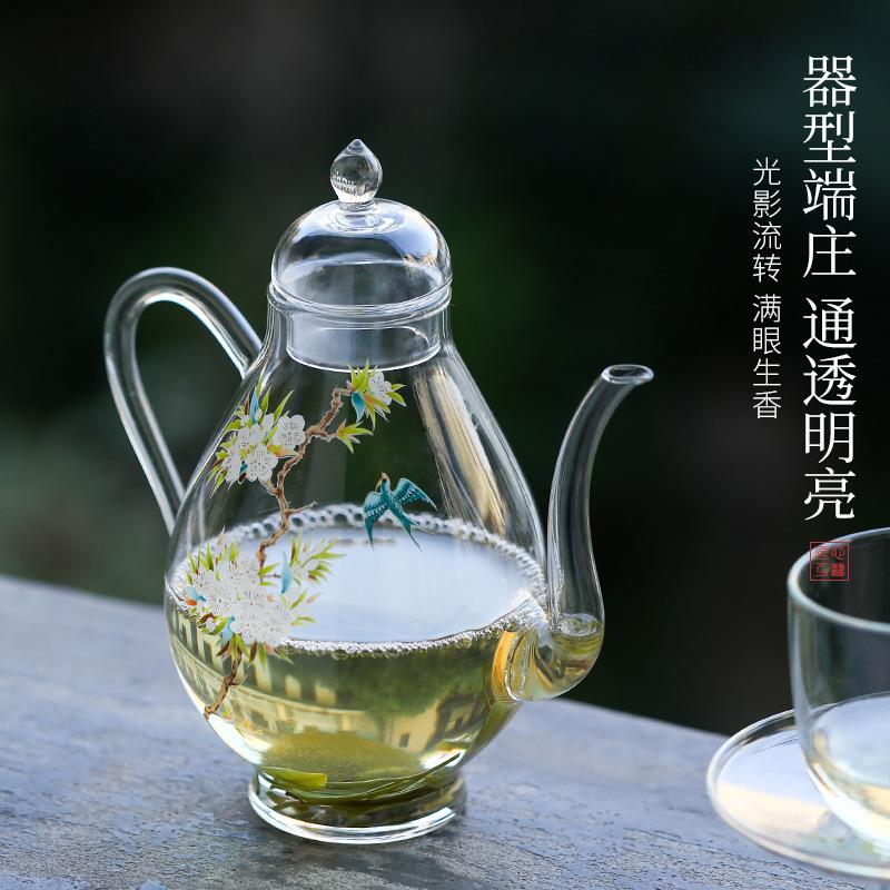 高硼容硅玻璃茶壶家用简约高大温加厚全耐透明量过BYB287滤茶具花