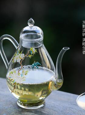 高硼容硅玻璃茶壶家用简约高大温加厚全耐透明量过BYB287滤茶具花