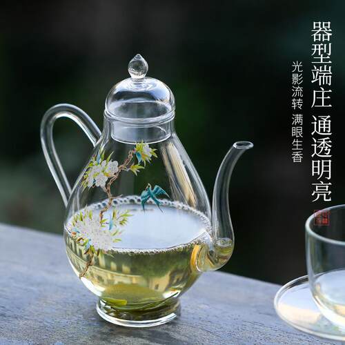 高硼容硅玻璃茶壶家用简约高大温加厚全耐透明量过BYB287滤茶具花