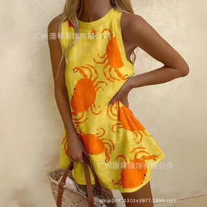 Holiday Fish Print Sleeveless Mini Dress  Pop Style Prints