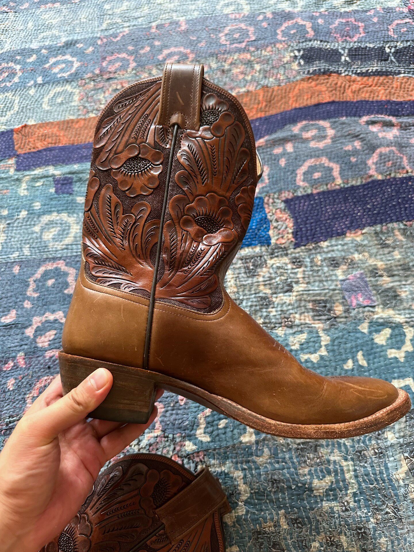 RRL Vintage Carved Western Boots — label