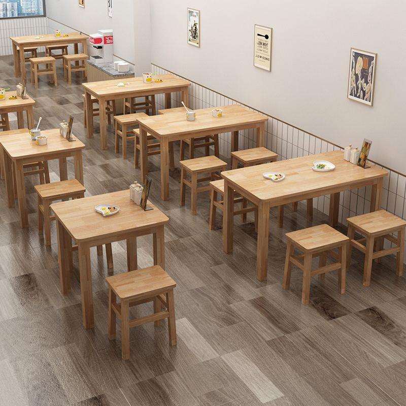 实木餐桌椅组合餐饮商用饭店面馆食堂快餐早餐小吃店桌椅长方形桌