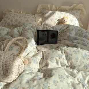 2205新款 25165小碎花 A类全棉棉双层纱四件套韩单系博主风花边LX