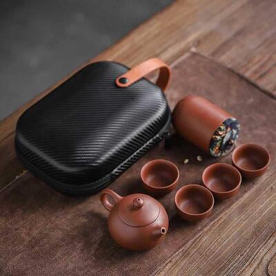 Purple Sand Tea Cups Ceramic Portable Teapot Set Outdoor