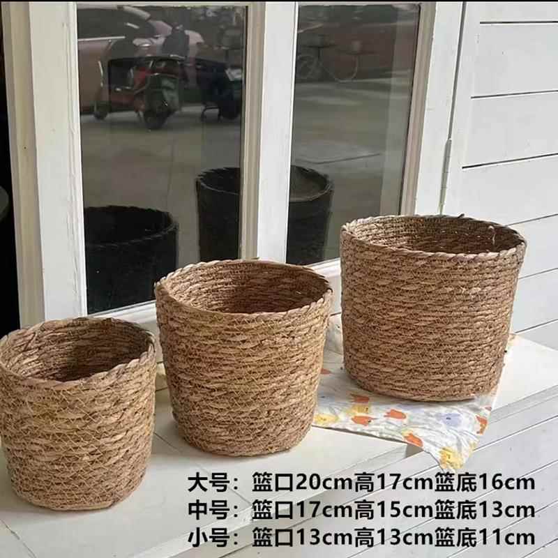 草编手工花篮抱抱桶套筐桌面装饰摆件藤编绿植收纳篮伴娘伴娘花篮