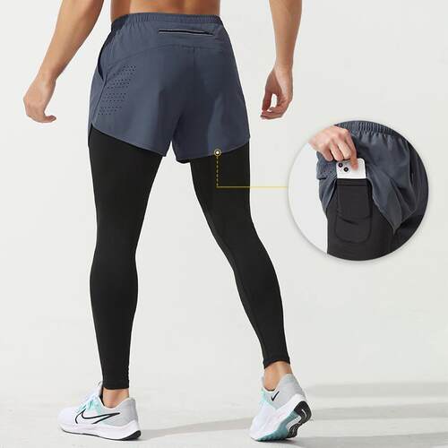 Men's tight pants, breathable back pocket, reflective