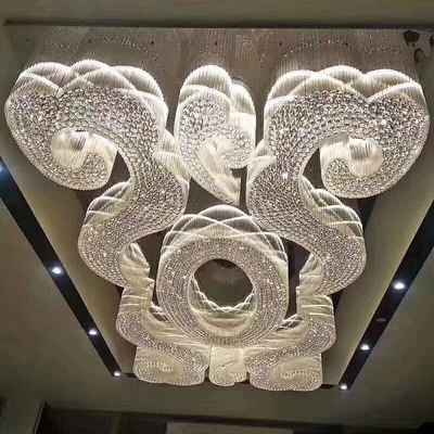 新中式长方形祥云水晶灯酒店大堂宴会厅吊灯客厅灯非标工程灯厂家