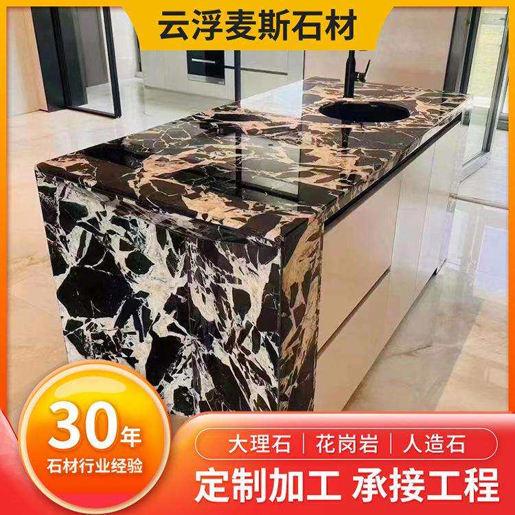 拿破仑黑色大理石台面 天然石材餐桌面加工楼梯墙体轻奢餐桌岛台