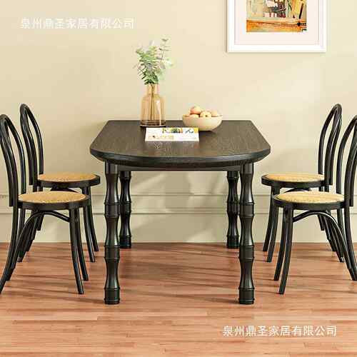 美式饭古全实木餐桌型家用半弧形岛台靠墙桌ee-96复小户中古方形