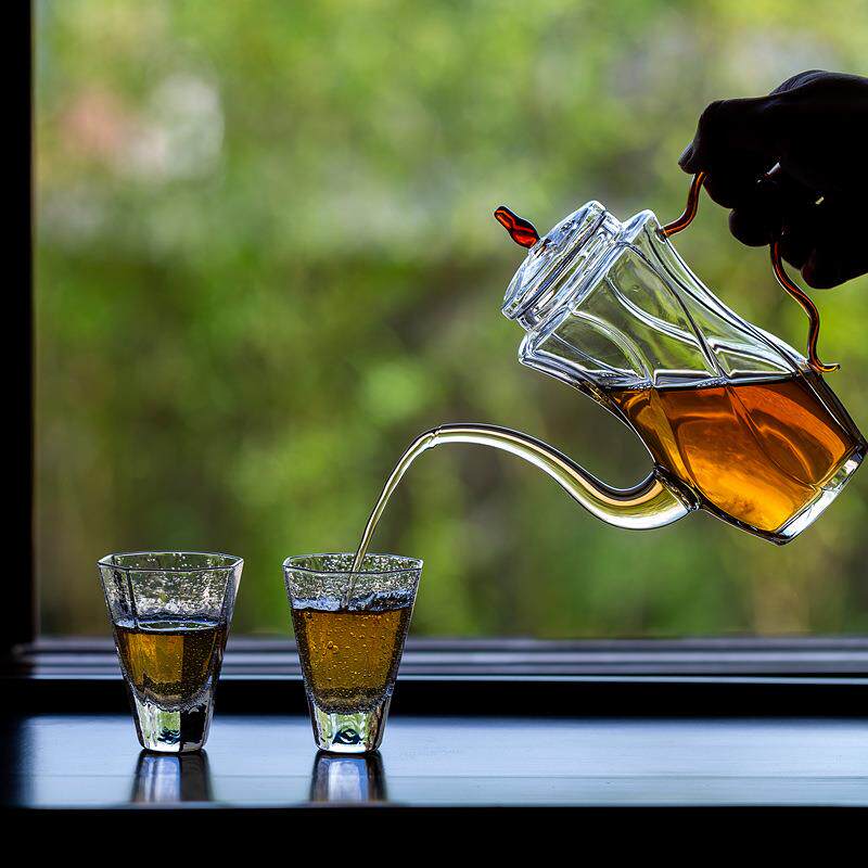 日式高硼硅耐热玻璃茶壶小号绿茶花茶壶仿宋执壶公道杯泡茶带滤网