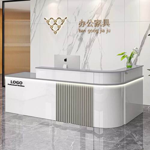 收银台柜台前台吧台收银台台店铺小型圆弧拐角美容院便利店商铺桌