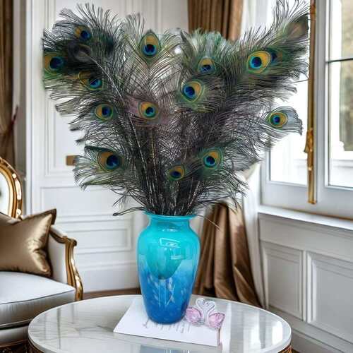 现代轻奢孔雀蓝玻璃花瓶摆件客厅插花客厅玄关样板间售楼部花器