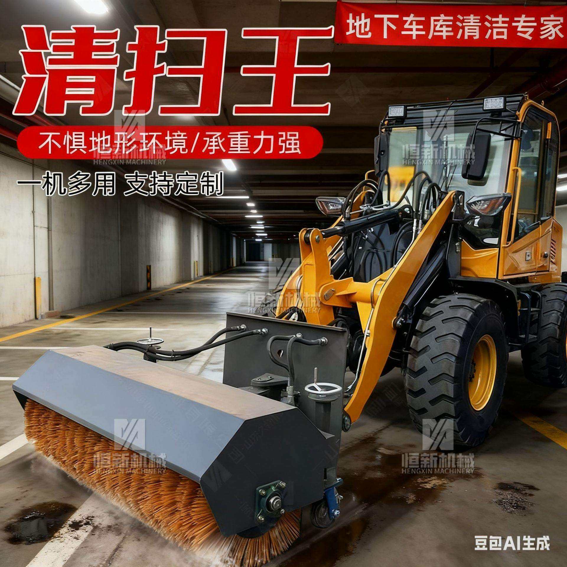 装载机扫雪滚刷子市政道路环卫车改装扫雪车驾驶式清雪扫雪设备