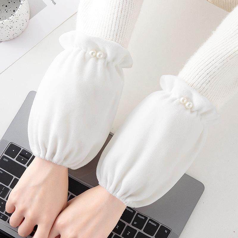 秋冬短版羽绒衣防污袖套成人女士学生红色套袖上班耐脏本命年护袖