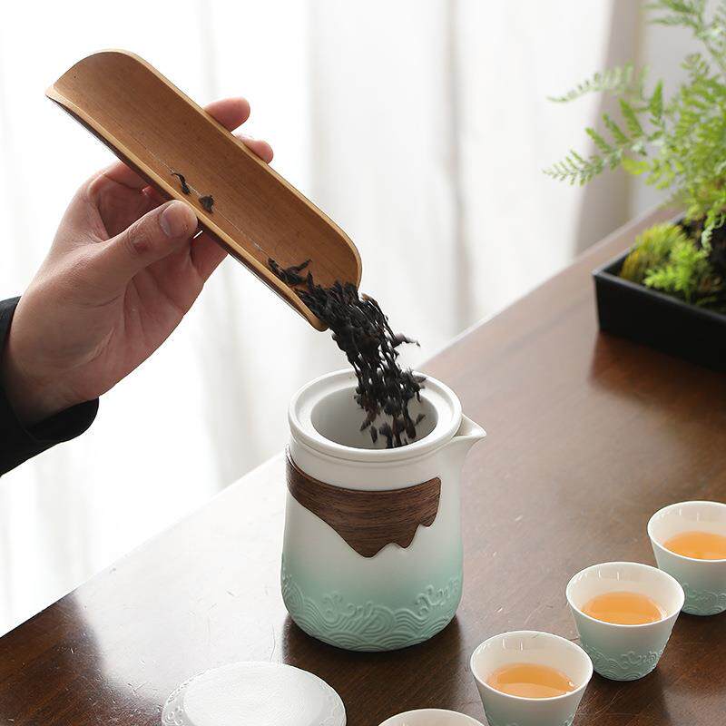 沧海快客杯一壶四杯户外露营便携式旅行茶具套装随身陶瓷泡茶茶具