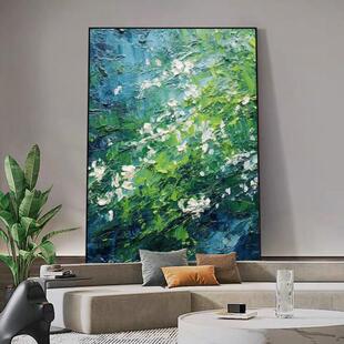 抽象艺术客厅油画绿色肌理画高级感现代简约沙发餐厅背景墙装饰画