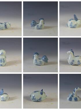 仿古瓷器 复古民国风格 青花十二生肖砚滴 水滴 文房古董古玩老货