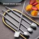 西瓜专用304勺吃铁锹搅拌不锈挖冰吸管不锈钢一体勺子沙两用